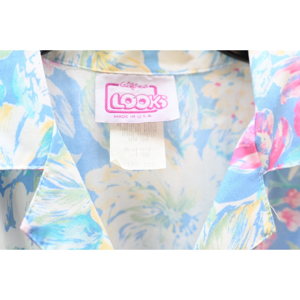 California Looks Vintage Floral Short Sleeve Belted Midi Dress 10P Made in USA - Picture 4 of 7